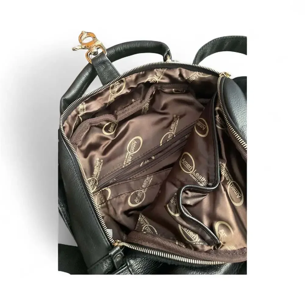 Ameri Leather Backpack Black Color - Picture 2 of 10